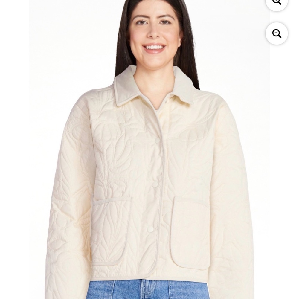 Quilted Button-Front Jacket in Cream - Women